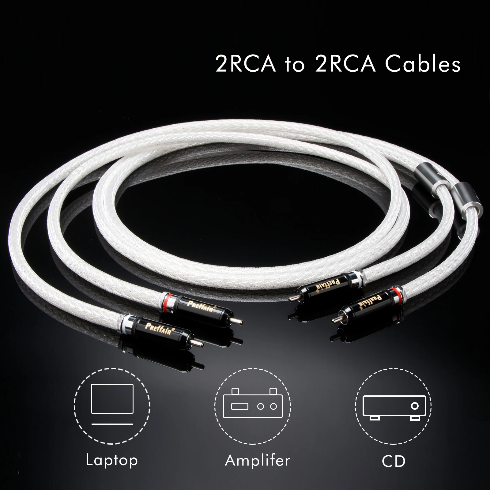 

Pair 7N OCC Silver Plated RCA Cable 6AG Self Locked RCA Plug Audiophile rca signal cable for Amplifier DAC TV Car