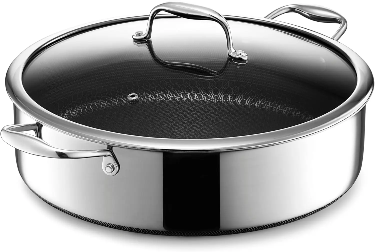 

7-Quart Hybrid Nonstick Sauté Pan with Glass Lid, Induction Ready, Oven-Safe Up to 900°F