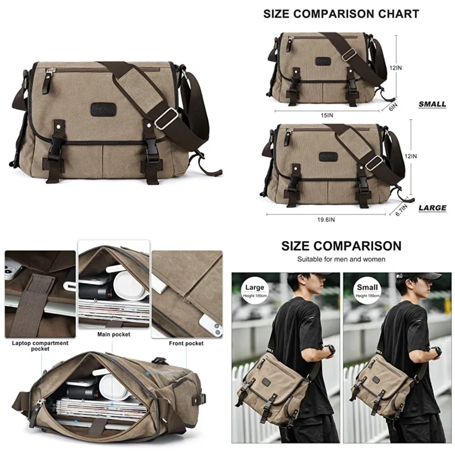 

Messenger Bag Men, Waterproof Crossbody Bag, Satchel Shoulder Bag Waterproof