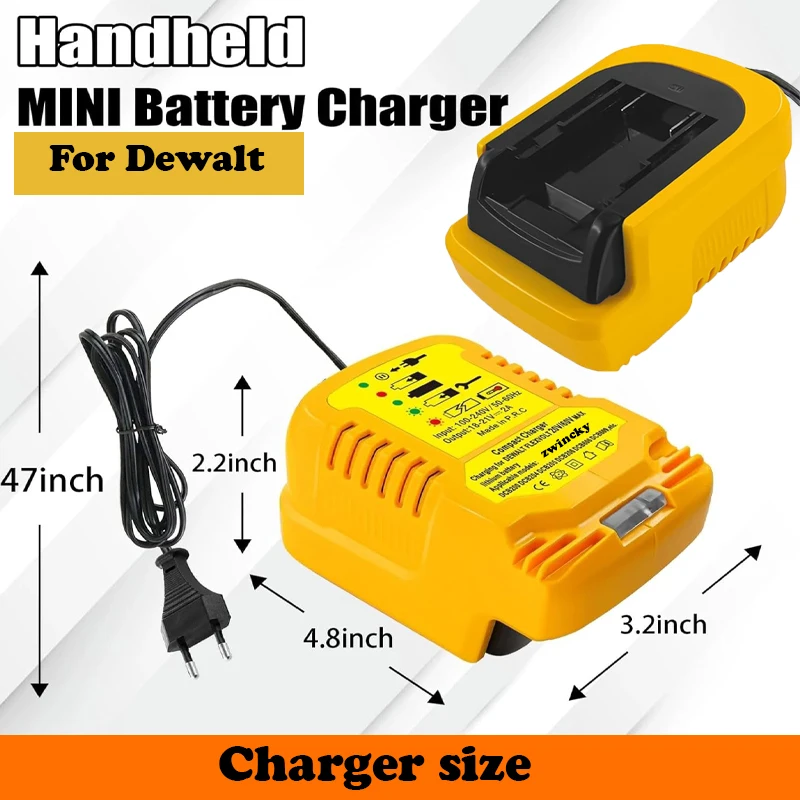 2A Battery Charger Replacement for Dewalt 18V 20V 60V Lithium Battery DCB200 DCB609 DCB105 Battery Mini Portable Charger