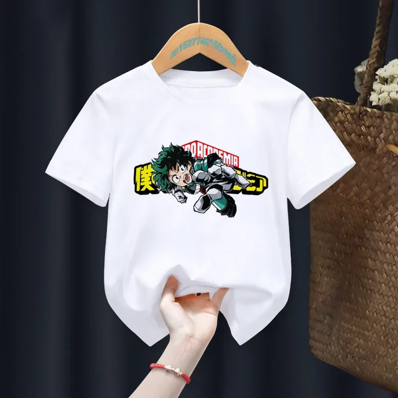 Kawaii Cute My Hero Academia Print White T-shirts Children African Girl Gift Present Clothes Baby Tops Tee,Drop Ship