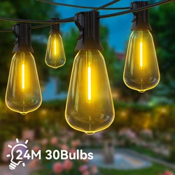 ST38 LED String Light 24M 15M IP65 Festoon Outdoor Light Garden Cafe Wedding Street Fairy String Lights Christmas Decoration