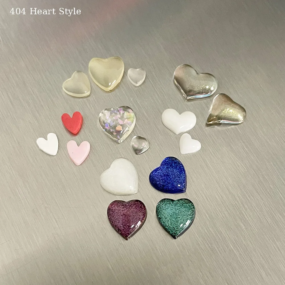 7style ハートネイルオーナメント 多用途キラキラハート型レジンネイルアクセサリー シルバーゴールドハートリベット ネイル飾り 404art