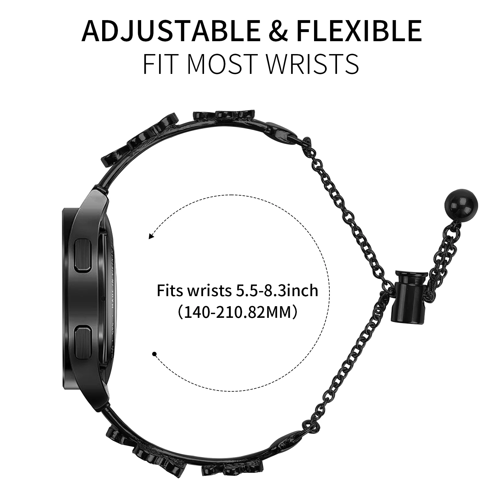 لساعة Garmin Forerunner 245 / 245 Music Watchband Heart Clover Decor حزام معدني من سبائك الزنك - أسود