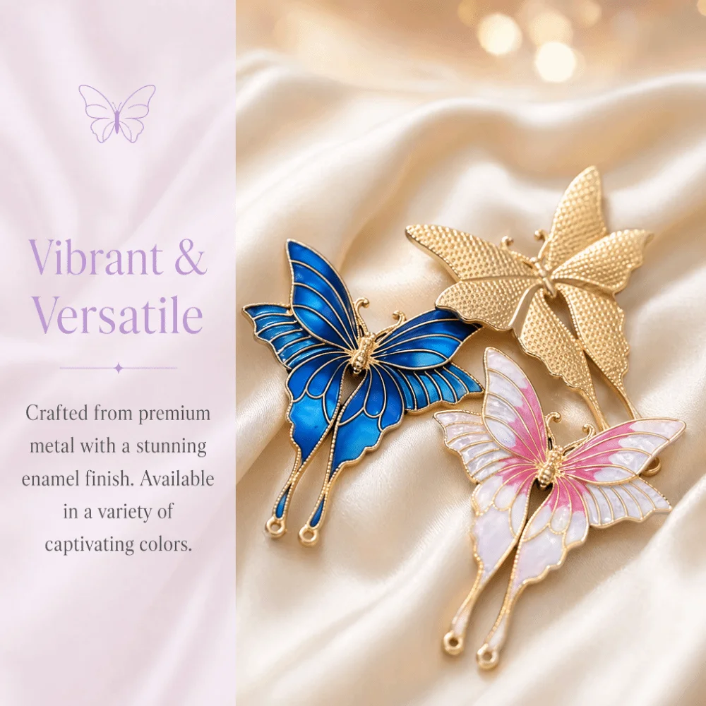 Alloy Material Butterfly Hair Accessories Enamel Coating Antique Finish Butterfly Clothing Accessories Drip Oil Effect