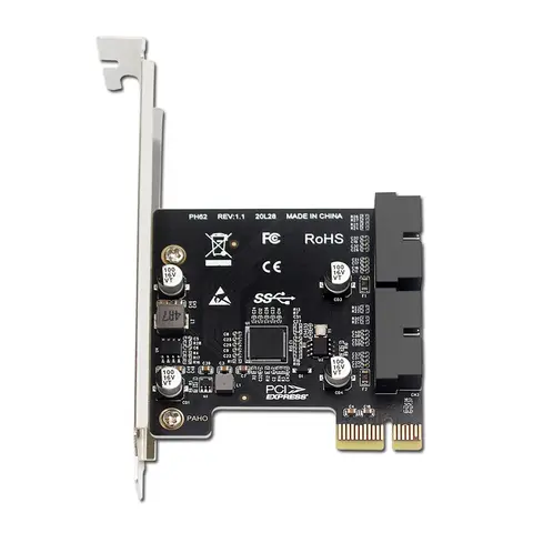 XT-XINTE PCIe to USB3.0 Dual 19/20 Pin Connector for Front Panel Card USB 3.0 19P/20P Header Interface PCI-E X1 Adapter Card