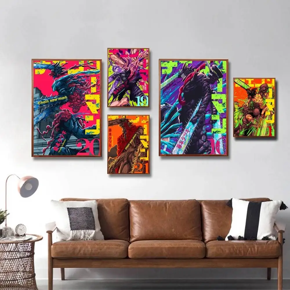 Classic Anime C-Chainsaw Man Manga Posters HD Print Vintage Wall Art Decor for Home Study Room
