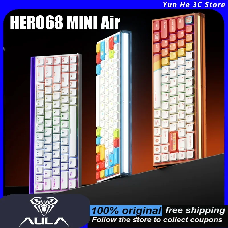 AULA HERO68MINIAIR Wireless Keyboard Three Modes Low-Profile Magnetic Switches  8K, Bluetooth 5.4 Hot-Swappable Keys Low Latency