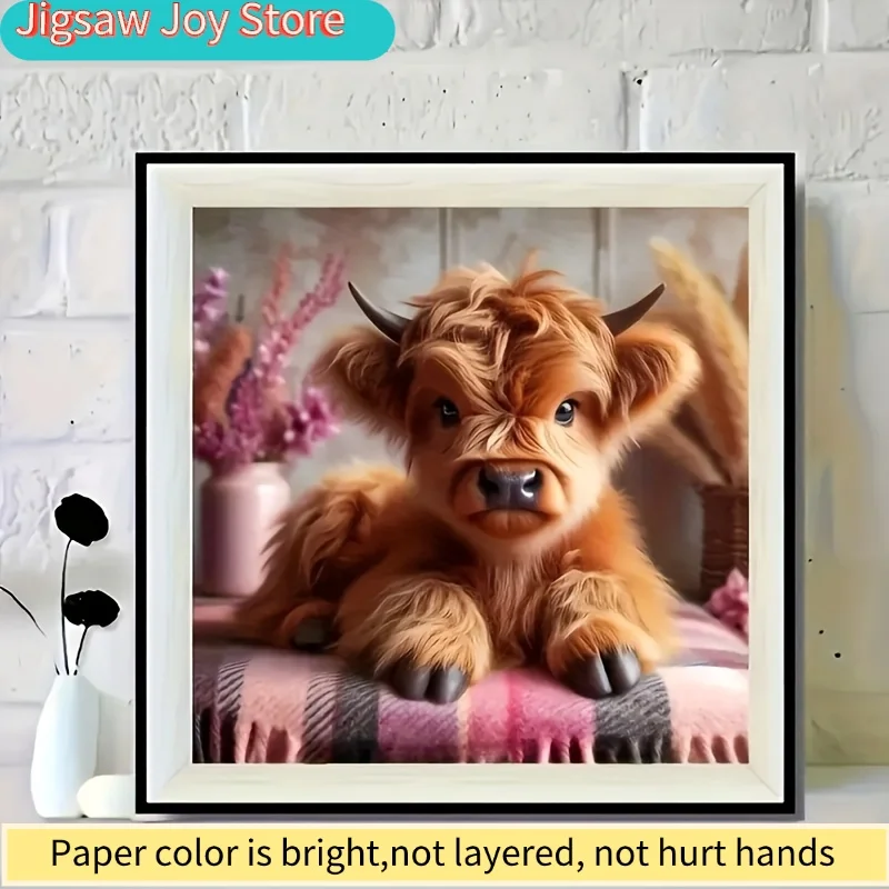 1000pcs Highland Miniature Cow Large Puzzle Toy - 19.7x19.7inch Challenging Brain Teaser, Portable Family Interactive Game, Ed
