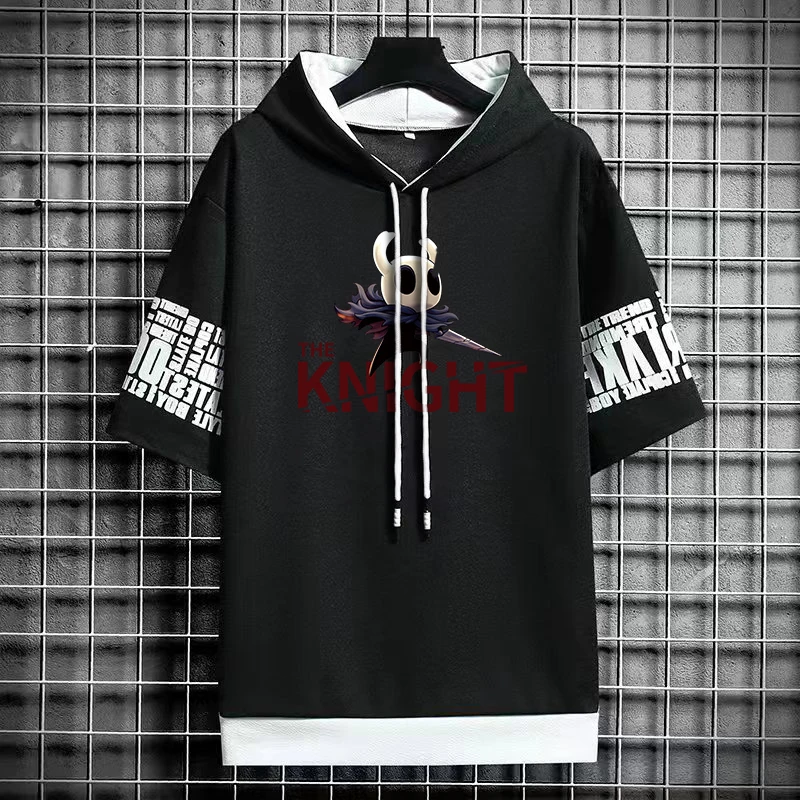 Summer Men Short Sleeve Hooded Graphic T Shirts Harajuku Cartoon Anime Shirt Japanese Streetwear Tees Casual Men Clothing 2024