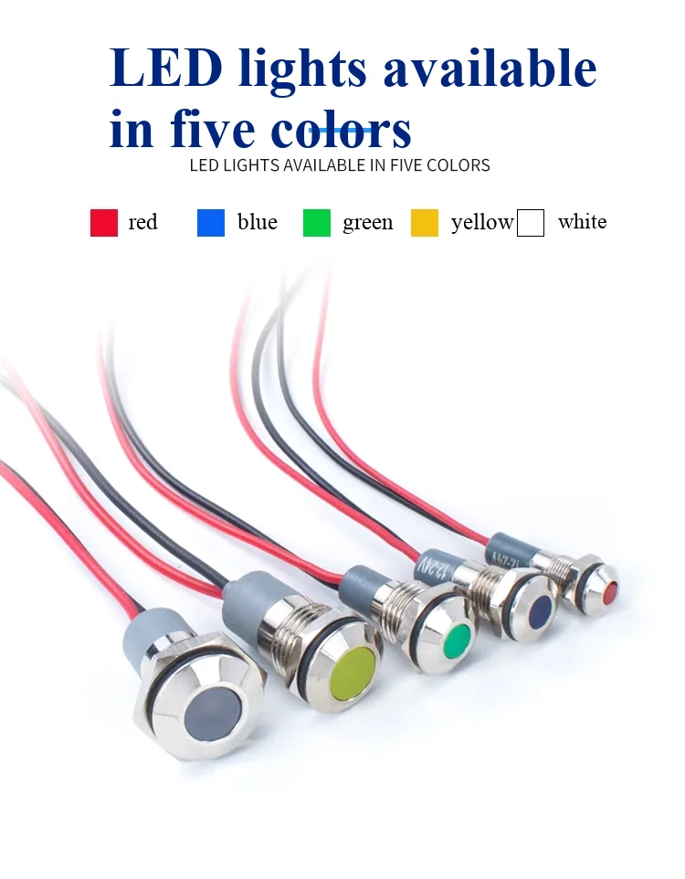 16mm/19mm/22mm Montageloch LED Metall-Anzeigelampe Wasserdichte Pilot-Signallampe, 6V 12V 24V 220V – Detail 2