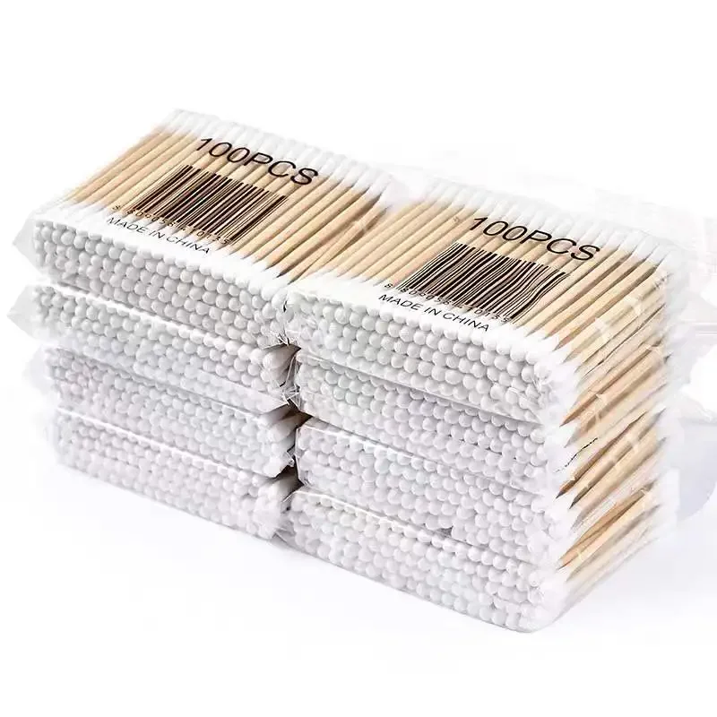 CNKESS 300/500/1000pcs Dubbele Hoofd Wattenstaafje Vrouwen Make-Up Wattenstaafjes Tip voor Houten Stokken neus Oren Schoonmaken Gezondheidszorg Gereedschap