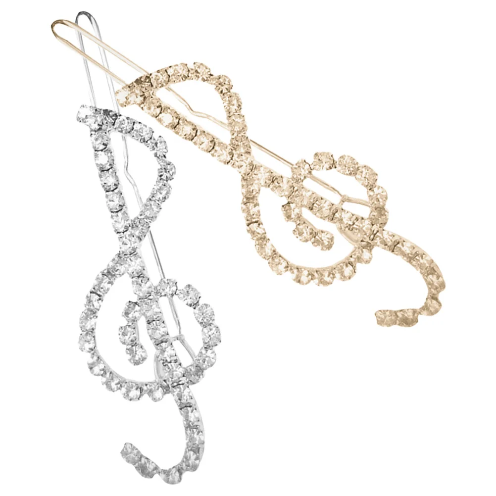 

2Pcs Elegant Music Note Hair Clips Rhinestone Barrettes for Women Jewelry Perfect for Birthday Christmas Costume