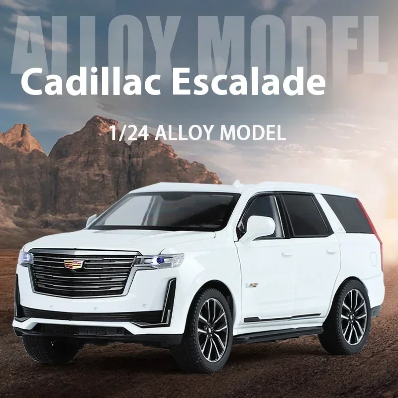 Simulation 1:24 Cadillac Escalade SUV Alloy Car Diecast Metal Model Sound & Light Toy Computer Desktop Ornaments Children Gift