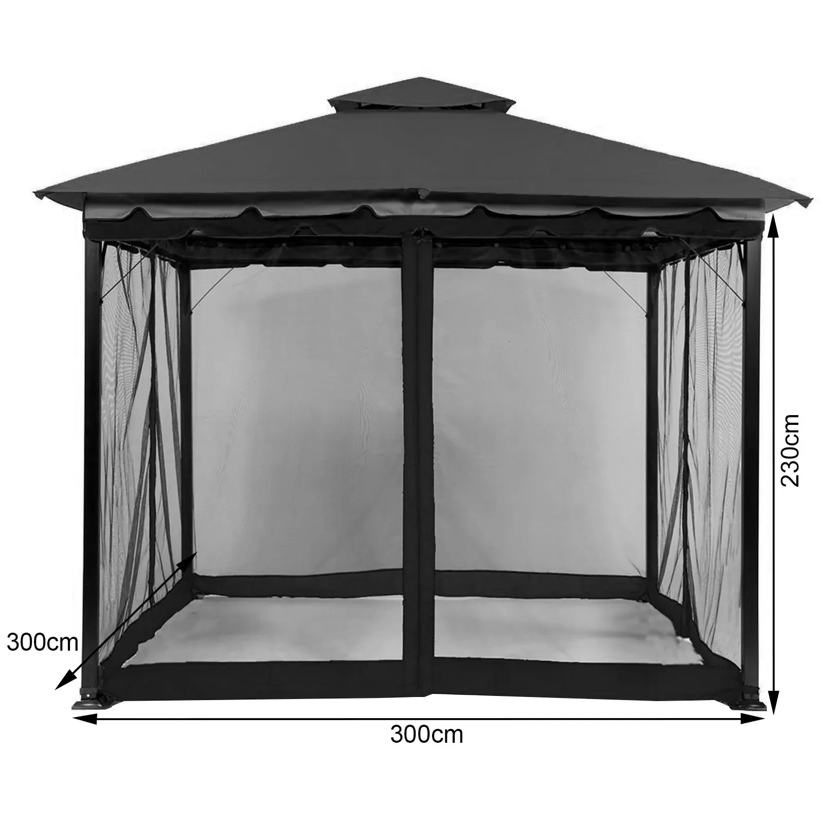 Outdoor Gazebo Mosquito Netting Universal Replacement, Canopy Net Screen, 4-Panel Sidewall Curtain with Zippers for Garden Patio