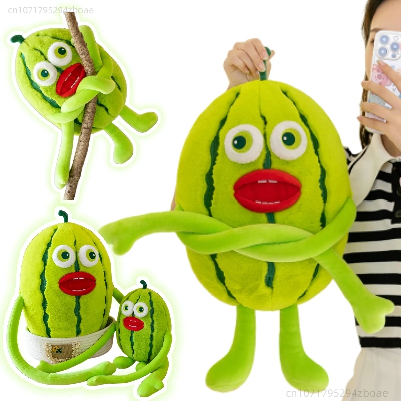 Creative Ugly Watermelon Plush Doll Pillow With Expressions Surprise Long Arms Hug Fruit Watermelon Plush Toy Home Decor