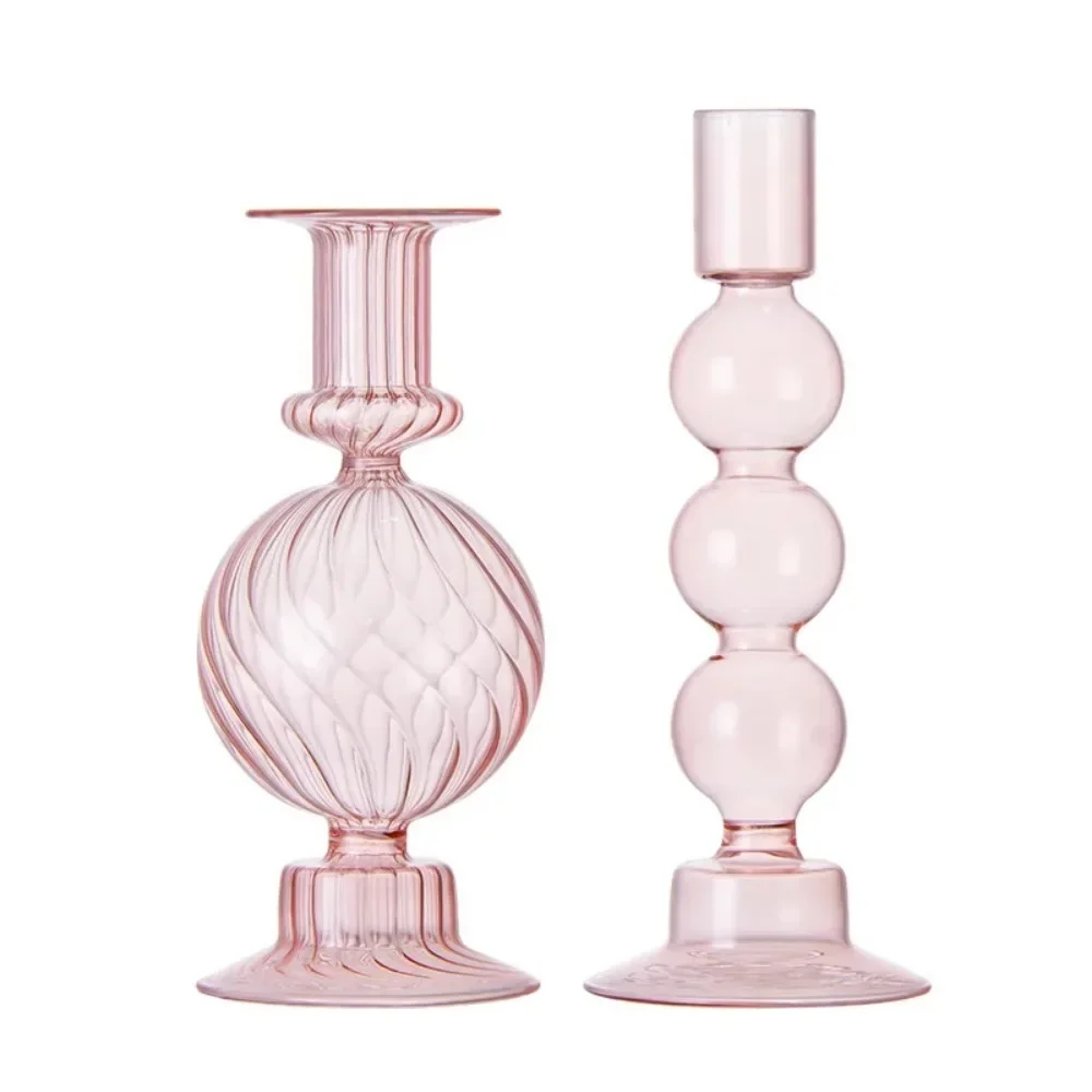 1Pcs Nordic Glass Candle Holders Romantic Tealight Candlestick for Birthday Wedding Room Party Home Decor