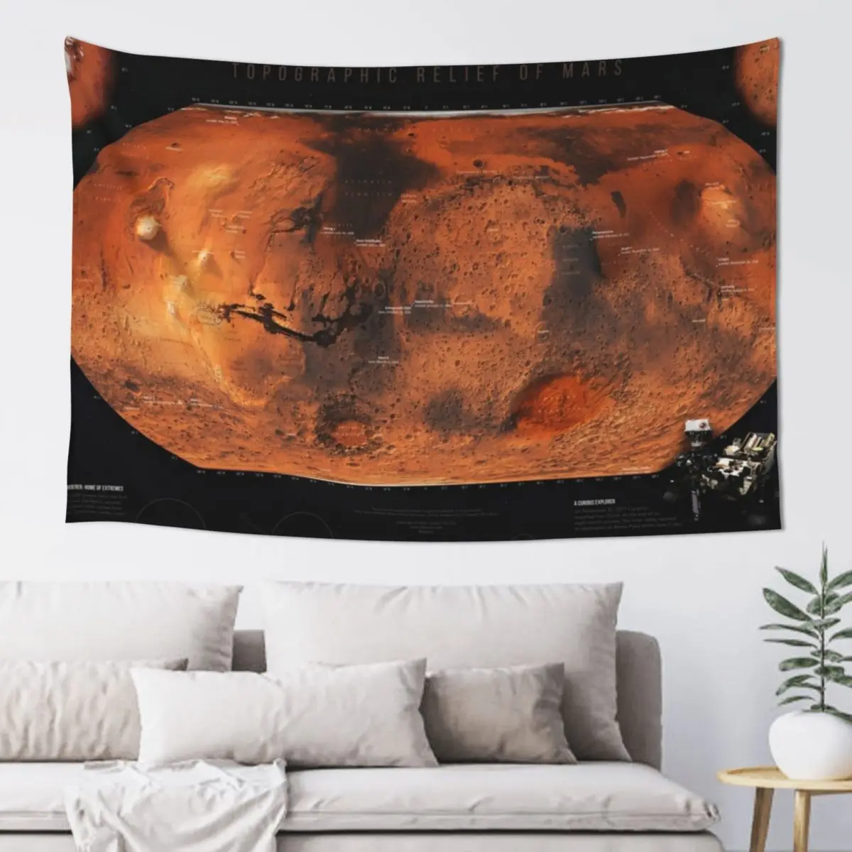 

The Red Planet: Topographic Relief of Mars Tapestry Things To The Room Decoration Home Wall Decoration Room Decorations Tapestry
