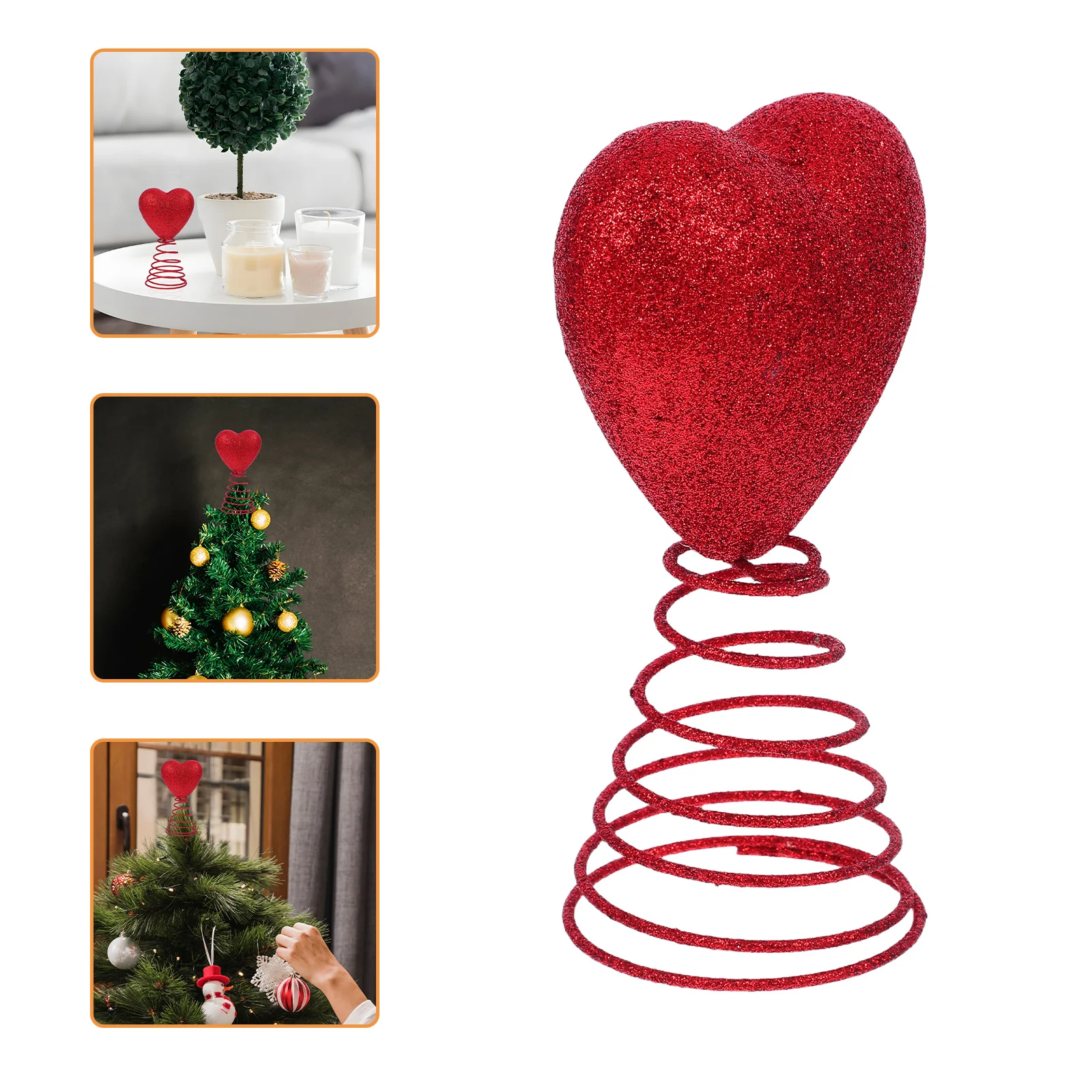 

Red Love Decoration Heart Shape Ornament Top Decorations Indoor Glitter Hanging Valentines Day Valentine's