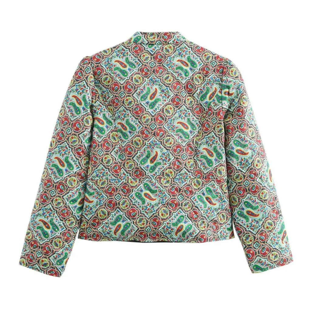 

Winter Printed Jacket for Women Cotton-Padded Top Coat New Arrival from Europe And the United States
