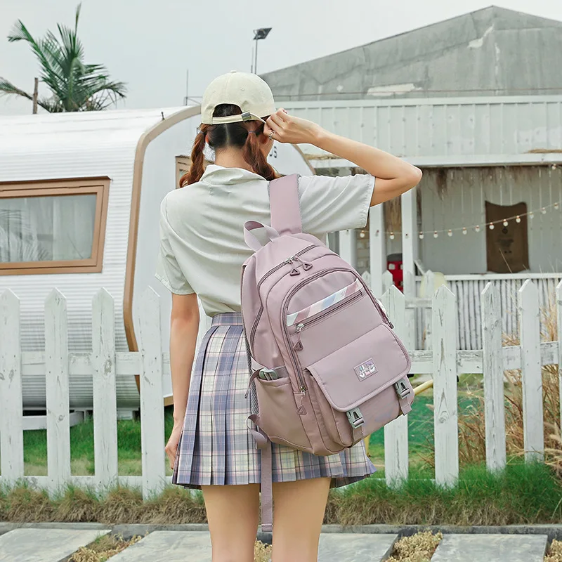 Imagem -03 - Adolescentes Bolsas de Escola para Meninas Júnior Estudantes da Escola Mochilas Mulheres Kawaii Bolsa Crianças Mochila Sólida Senhora Packsack