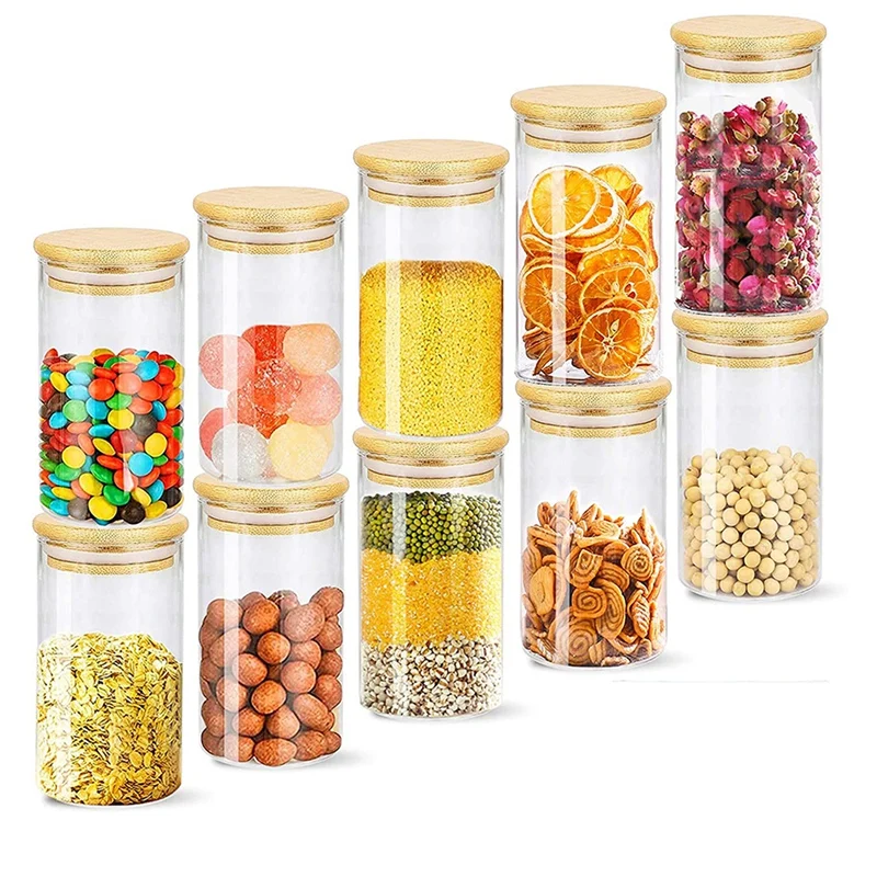 

Glass Jars With Bamboo Lids, Spice Jars, Glass Storage Containers With Airtight Lids For Kitchen, Spices, Coffee, Tea