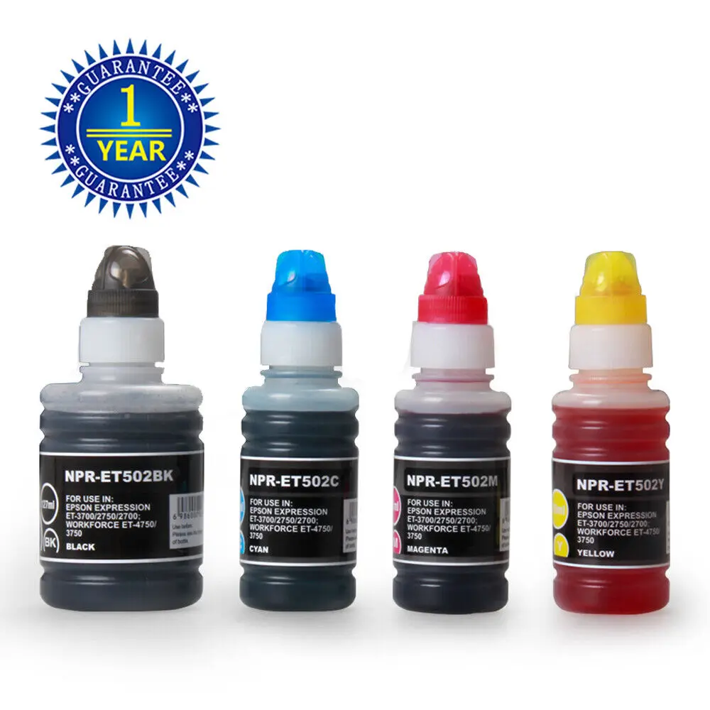 4pk T502 502 Bouteille d'encre pour Epson EcoTank ET-4760 ET-2760 ET-3750 ET-3760 ET3830