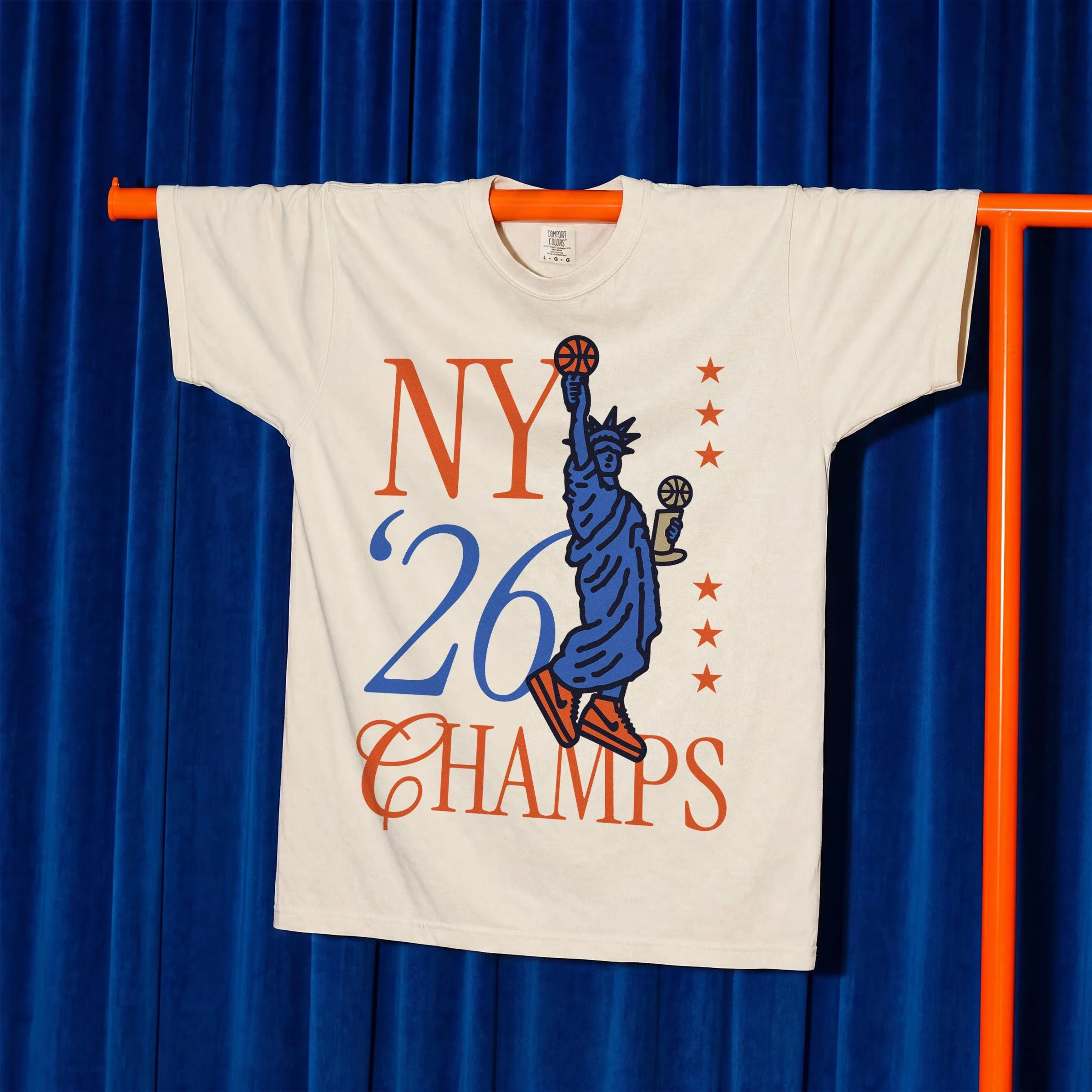 New York 2026 Champions T-Shirt, Statue of Liberty NY Bball Graphic Tee