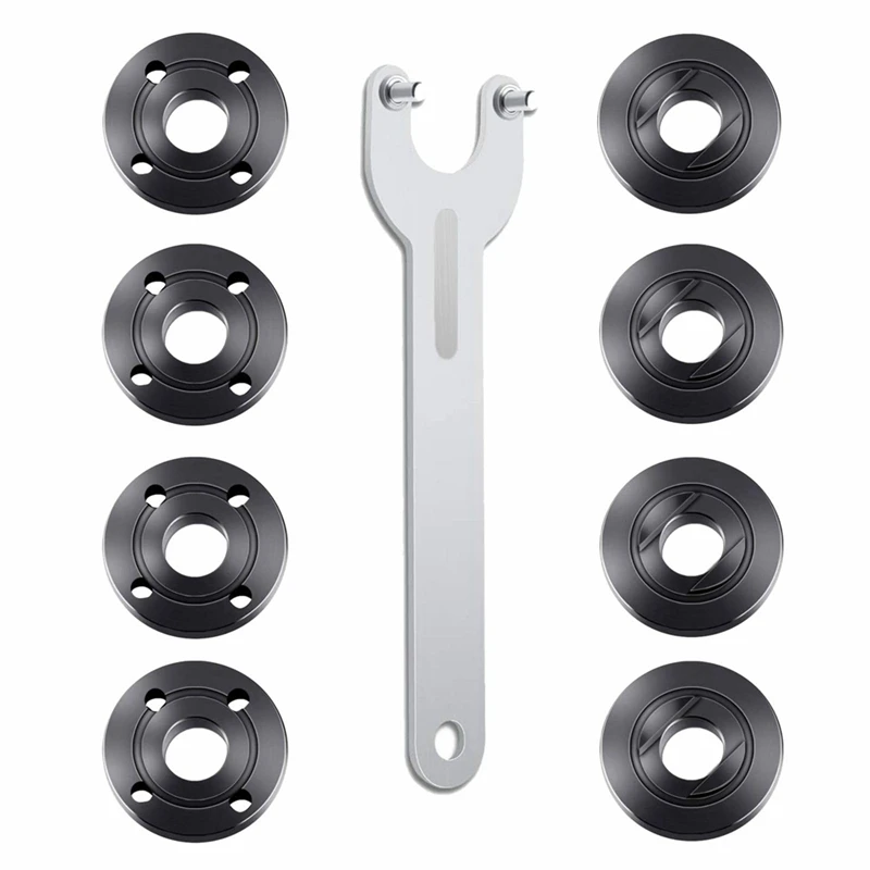 9Pcs Angle Grinder Flange Nut Angle Grinder Wrench Kit 5/8-11 Flange Metal Lock Nut For Grinder Replacement Accessories