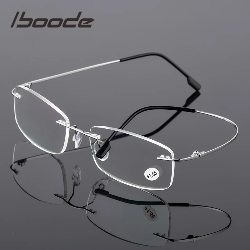 iboode Ultralight Rimless Reading Glasses Men Women Anti Blue Light Computer Glasses for Presbyopia +1.0 1.5 2.0 2.5 3.0 3.5 4.0