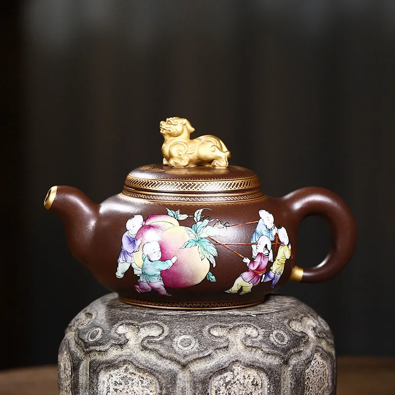 Dropshipping Yixing Handmade Teapot With Lion Awakening Motif 