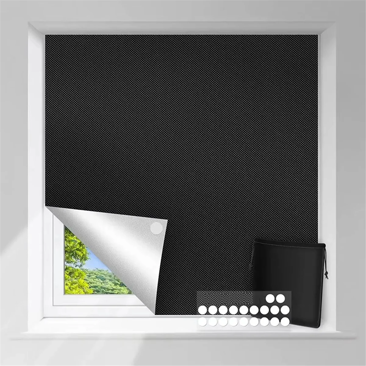 AB51 Portable Blackout Shades Film No Drill Travel Blackout Blinds Sunblock Window Cover Blackout Curtains 145 X 300cm