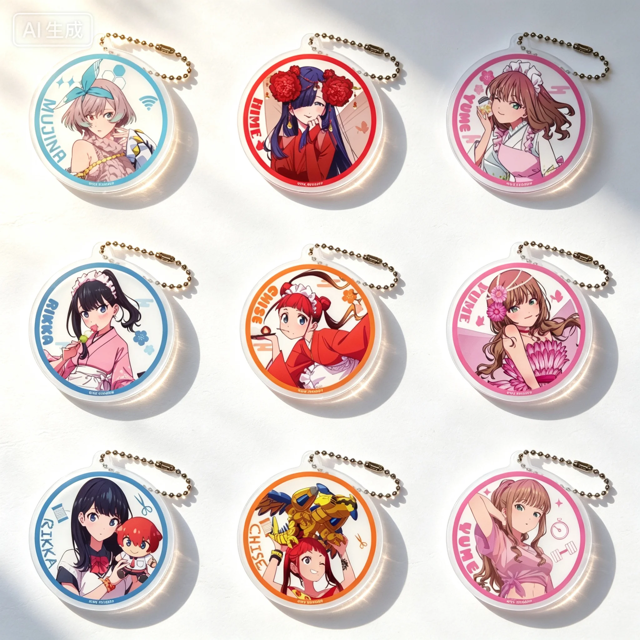 Anime GRIDMAN UNIVERSE Virtual Host Circle Acrylic Pendant Keychains Bag Decorations Gifts For Friends Fans Gifts