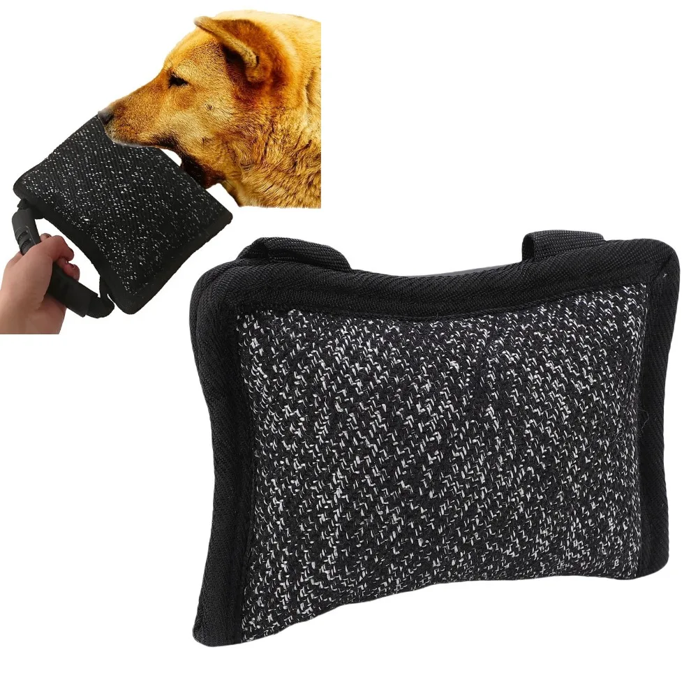 Dog Play Accessory Linen Fabric Dog Bite Black Bite Tough Dog Training Square Shape Solid Dog Tug Fetch Game