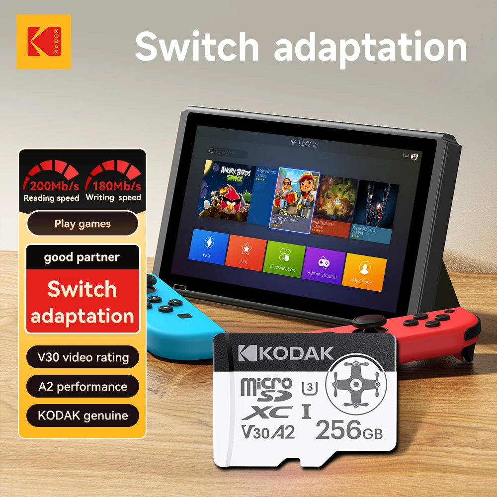 

Kodak 512GB A2 MicroSD Card For Nnintendo Switch 2 Sd Card Express 200MB/s Play Game Memory Card 256GB 128GB U3 V30