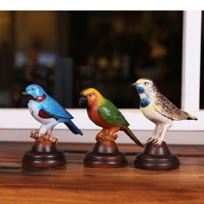 Simulated Bird Model Sparrow Statue Room Aesthetics Desk Decoration Painted Sculpture Resin Ornaments Modern Home Decor