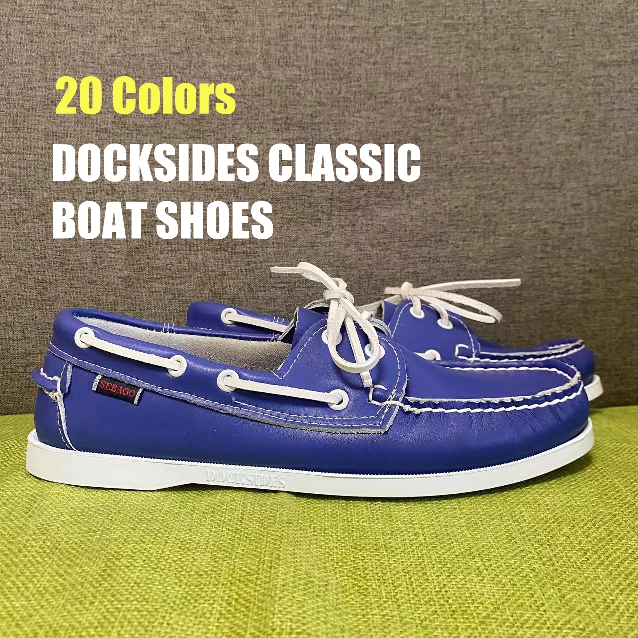 

Men Authentic Sebago Homme Docksides Shoes - Premium Leather Moc Toe Lace Up Boat Shoes AB030