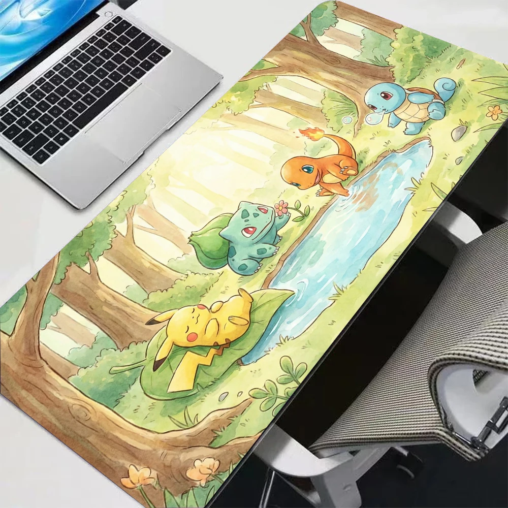 Pikachu XXL Gaming-Mauspad, große Schreibtischunterlage mit rutschfester Gummibasis, Tastaturunterlage, Anime-Pokémon-Mauspad für E-Sport-Gamer