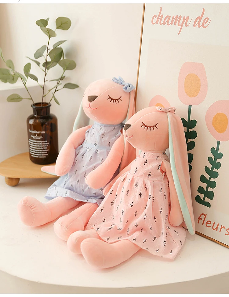 35 cm große Oster-Babyhasenfigur, rosa und blau, An'an Rabbit, beruhigende Geschenkpuppe für Kinder, Plüschtier mit superweichem Fell. – Detail 17