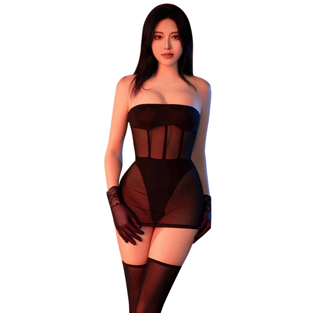 Donne sexy maglia sottile matita attillata vestito carino fasciatura trasparente vedere attraverso micro mini abito aderente abito tubolare club wear