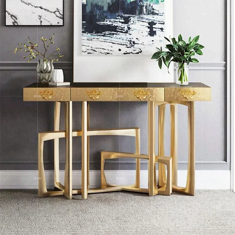 Light luxury and high-end sense, home design sense, entrance table against the wall