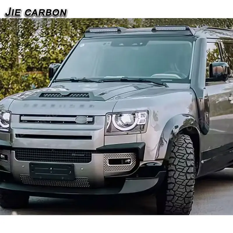 For Land Rover Defender 90/110 2020/2021/2022 Carbon Fiber Front Bumper & Hood Vent Modification Kit Body Accessories