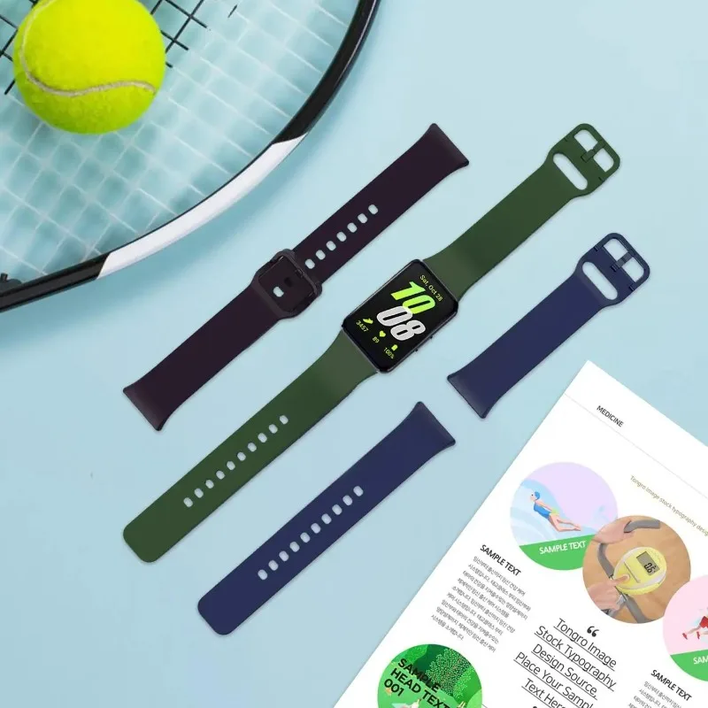삼성 갤럭시 핏 3용 단색 스포츠 실리콘 시계줄 부드러운 팔찌 스트랩 삼성 갤럭시 핏3 손목 밴드 액세서리