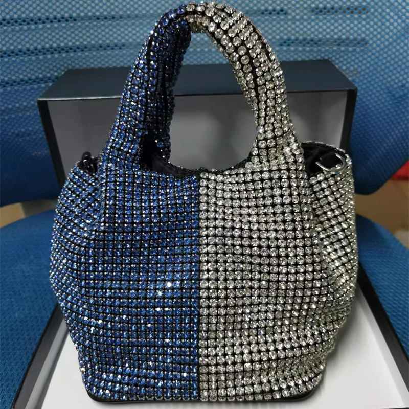 Luxury Brands Diamonds Bucket Bag Handbag Designer Patchwork Crossbody Bags for Women Rhinestone Shoulder Bag Party Evening Bags