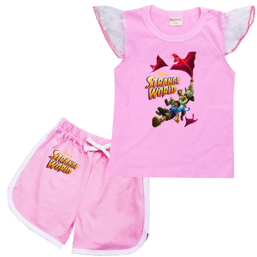 Strange World Cartoon Clothing Baby Boys Summer Clothes T-shirt+shorts Baby Girls Casual Clothing Sets