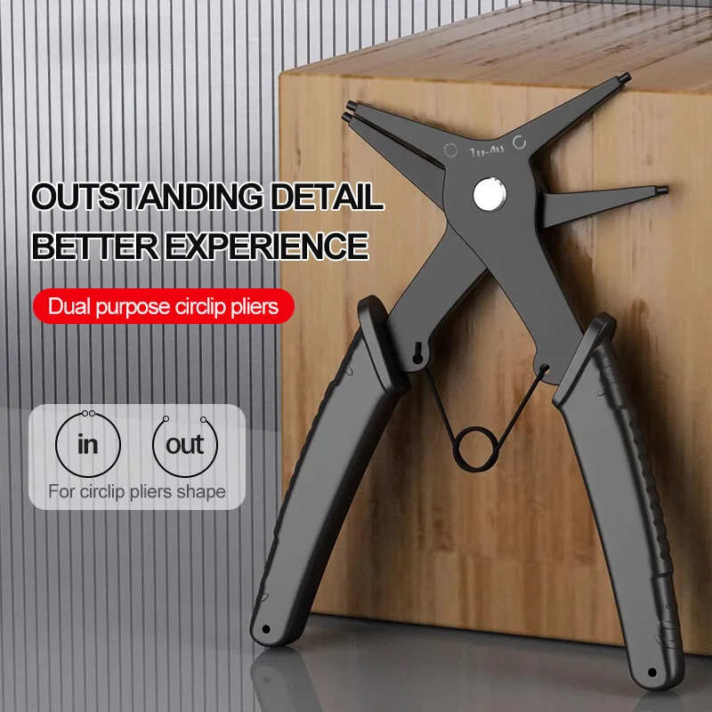 2-in-1-Sicherungsringzange für interne und externe Sicherungsringe, multifunktionales professionelles Handwerkzeug, Hardware-Reparaturwerkzeug