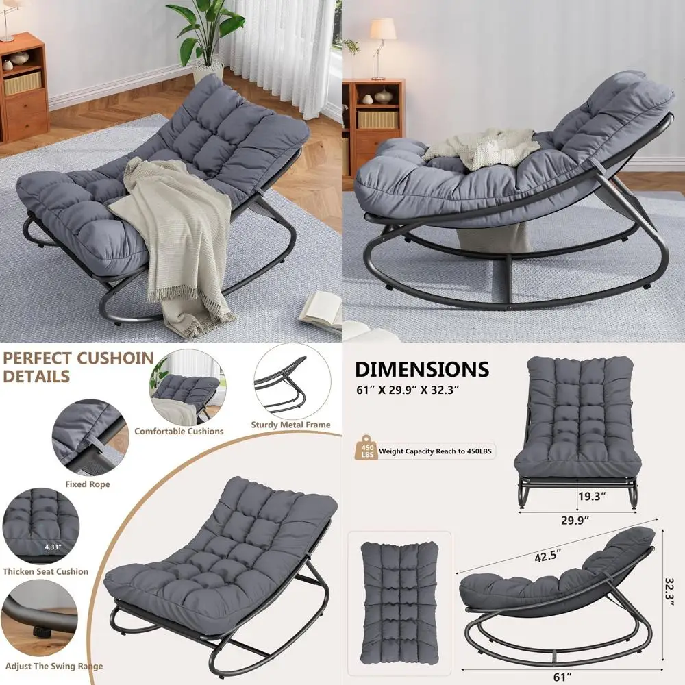 

Удобные уличные шезлонги с подушками, прочный металлический каркас, идеально подходят для патио, сада и жилых помещений