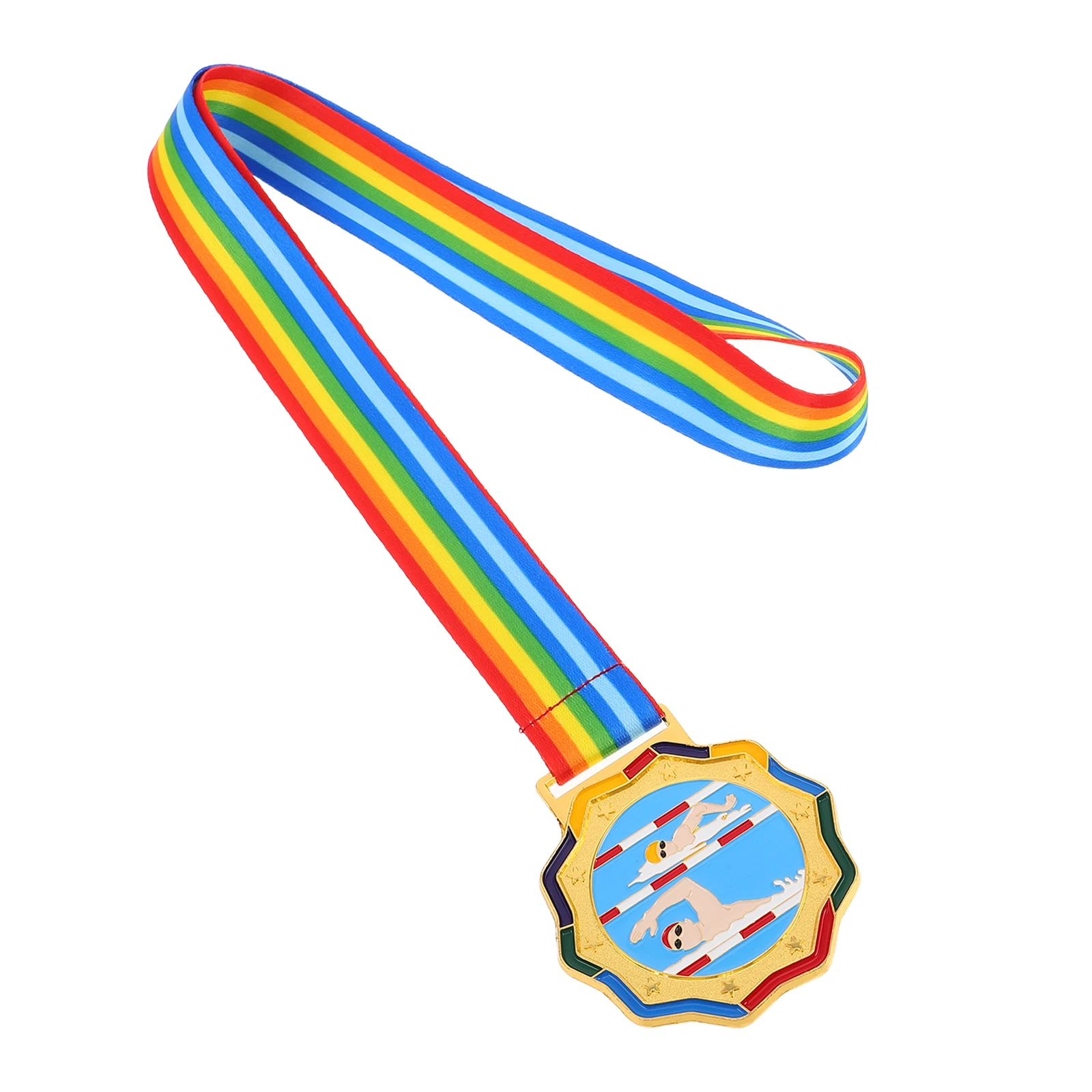 

Swimming Medal with Ribbons Participation Medals Prize Metals for Kids Student Zinc Alloy Gold Trophy