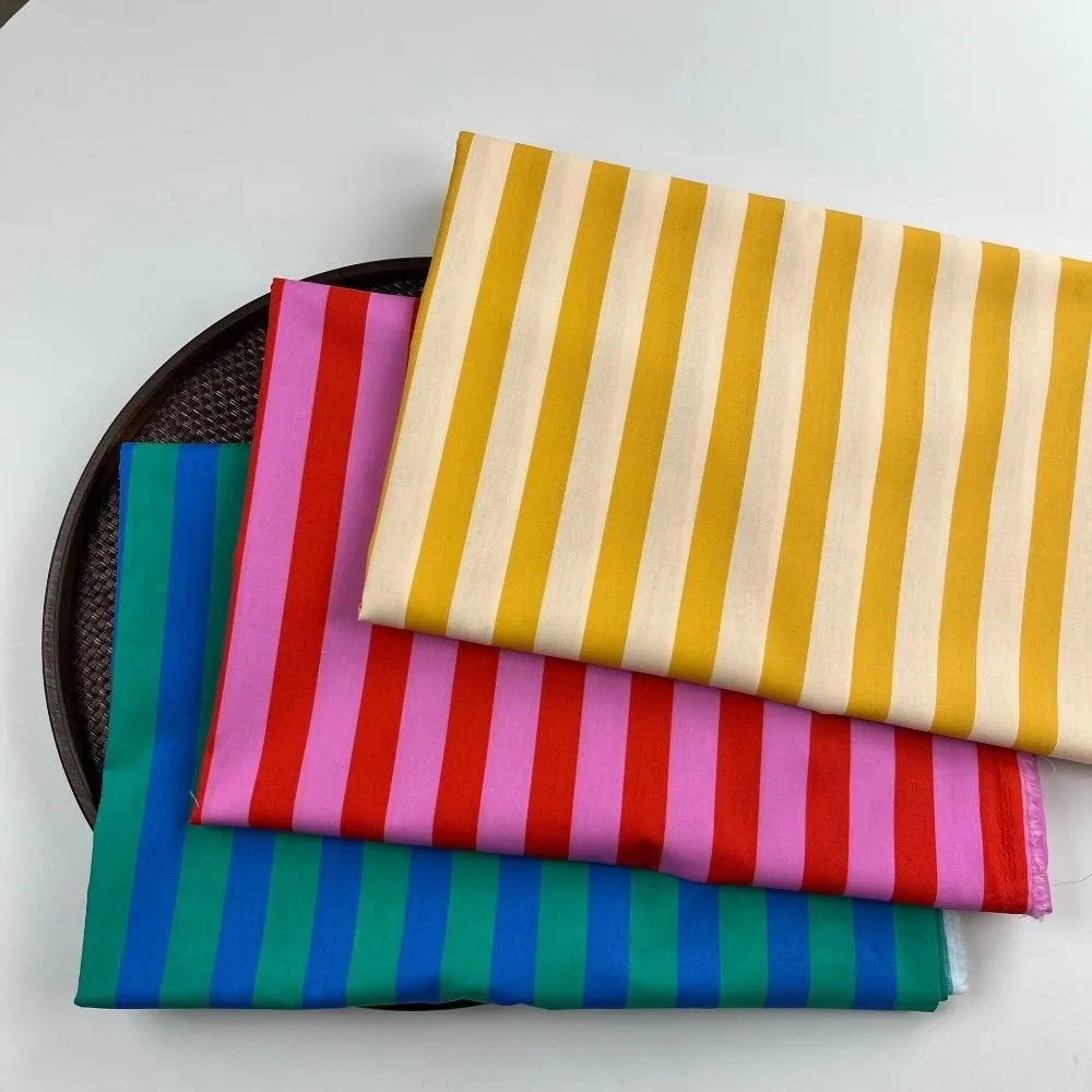 Tela de Rayas Verticales Multicolor de 150*100cm, Material de Costura para Vestidos, Manteles, Almohadas y Ropa, Tela de Algodón para Confección