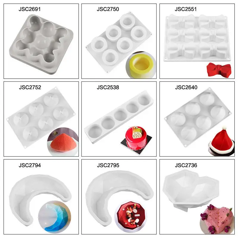 Heart Bow Moon Cloud Mousse Cake Mold Cherry Silicone Molds For Baking Pudding Dessert Chocolate Fruit Cake Decorating Tools